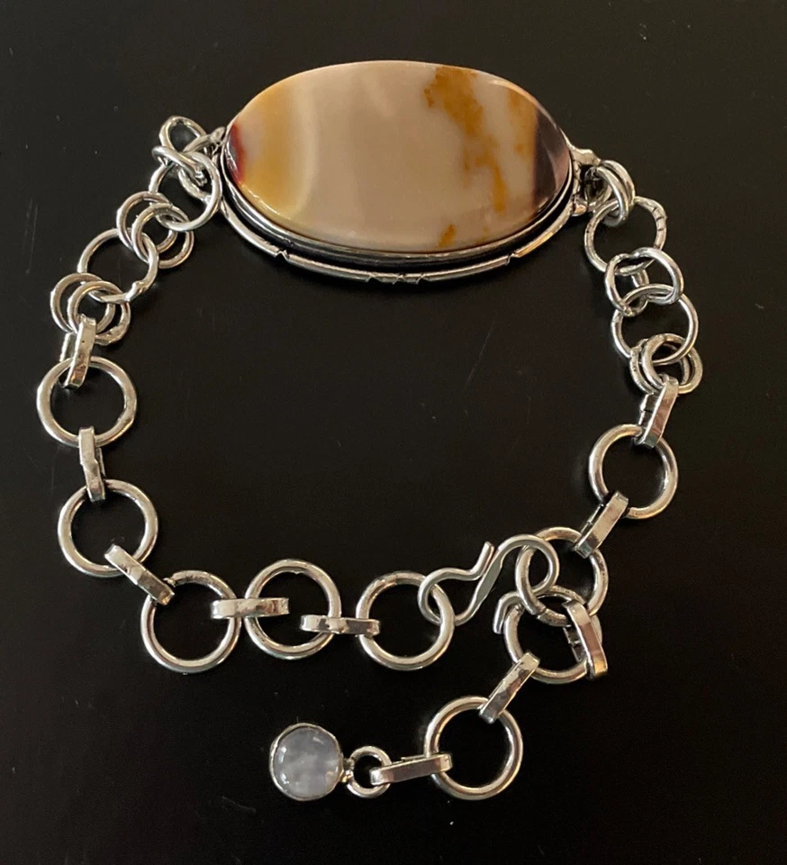 Mookaite Gemstone bracelet 22cm -Sterling Silver 925 plated-New - Image 1 of 4