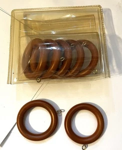 7 Warm Brown 2.75" Drapery Pole Rings with eye screws Fits 1-3/8" Poles - Picture 1 of 3