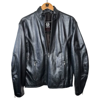 Belstaff Silver Leather Jacket Large 40 M Mens Biker Racer Italy Rare Malenotti - Image 1 of 4
