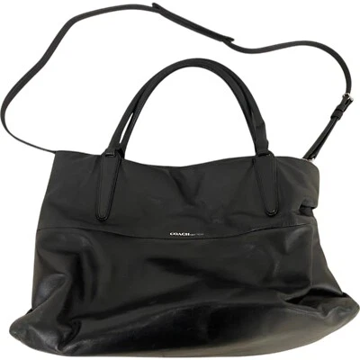 Coach Slouchy Borough Tote Bag Womens Black Genuine Leather Crossbody Strap - Image 1 of 4
