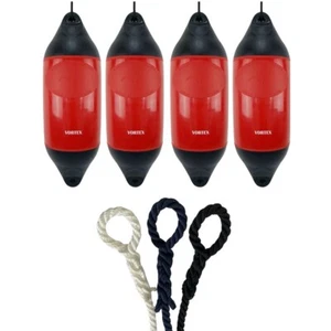 4 x HURRICANE Vortex Boat Fenders: Red PM05 - FREE SPLICED END 10MM ROPE - Picture 1 of 2