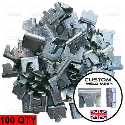 100x Wire Mesh Clips Gabion Baskets Cage Making Fencing Clinch Clips Weld Mesh  - Image 1 of 2