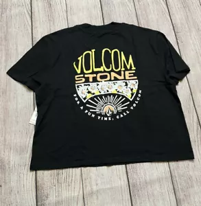 VOLCOM Black VLCM Printed Short Sleeve Crop Top Graphic Tee Small K5 - Picture 1 of 5