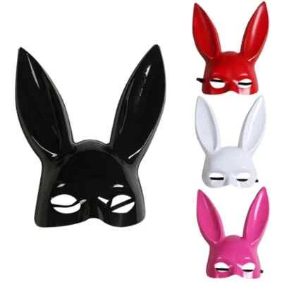 Rabbit Half Face Bunny Mask Masquerade Masks Party Costume Gift Matte Black Sexy - Image 1 of 4