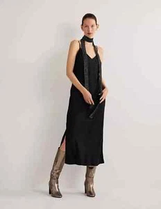 Boden Elena Silk Blend Midi Slip Dress Womens Sz US 16/18 Black - Picture 1 of 13