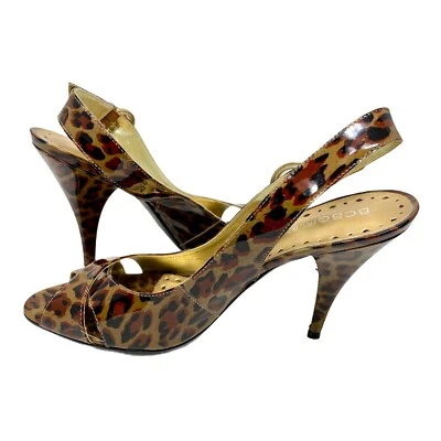 BCBG Leopardo/Guepardo Charol Eslinga Mujer 9.5 B Criss Cross Vamp Foto 1 de 4