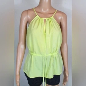 chiffon blouse top lime green Sze 10 peplum lime casual summer chiffon Cami tie - Picture 1 of 2