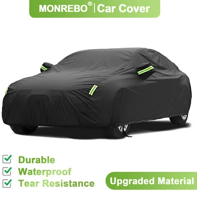 MONREBO Soft Cotton Lined Full Car Cover Heavy Duty Rain Snow UV Protect For Peugeot 108