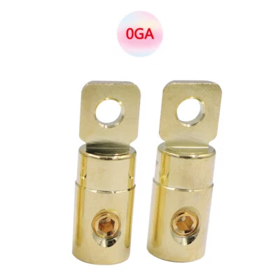2PCS 0GA Gold-plated brass power terminals Wiring Terminal Ring Terminals O-Type - Image 1 of 4