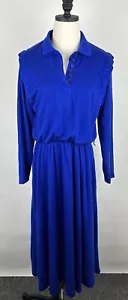 Vestido Camisa Vintage Cobalto M Años 80 90 Secretaria Azul Real Suave Acrílico Tejido Mamá - Imagen 1 de 17