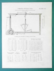 NUMERALS in Different Languages & Waving Loom - 1811 Antique Print - Picture 1 of 2