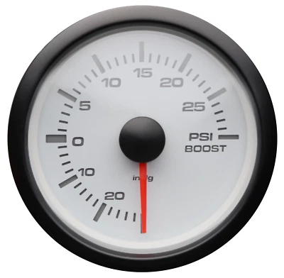 MGS 52mm Electrical Boost / Vacuum Gauge -30~0 inHg / 0~30 PSI White & Amber LED - Image 1 of 4