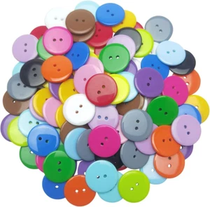 Libiline 3/4"(20Mm) Mix Lots 100Pcs Resin Button Solid Color 2Holes Craft Clothe - Picture 1 of 12