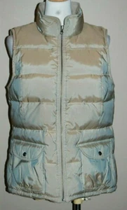 Ann Taylor Loft Beige Down Filled Fleece Lined Zip Front Sleeveless Vest Medium - Picture 1 of 3