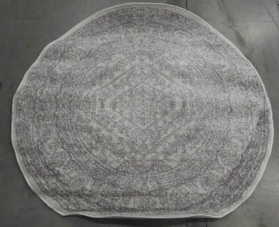 IVORY / SILVER 4' X 4' Round Back Stain Rug, Reduced Price 1172621638 ADR108B-4R - Image 1 of 4