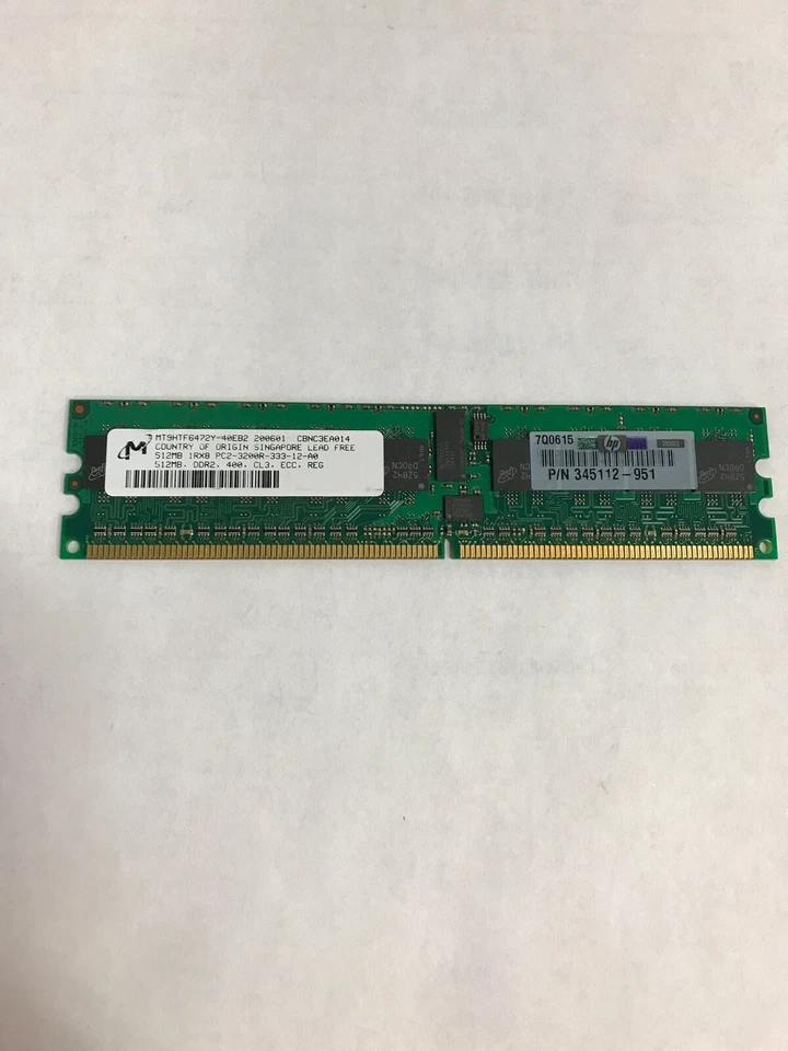 345112-951 Hewlett-Packard DDR2 512MB PC2-3200 Reg ECC 400Mhz 1Rx8 RAM Memory - Image 1 of 1