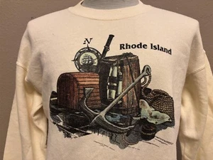 Felpa girocollo vintage anni 90 Rhode Island Sea Anchor M - Foto 1 di 3