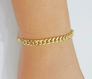 14k Gold Bracelet 6mm 7" Inch Real 14kt Yellow Gold For women, Box clasp, REAL - Picture 1 of 6