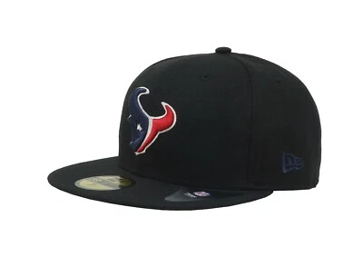 New Era 59Fifty Men Women Cap Team Houston Texans Bull Basic Black Fitted Hat