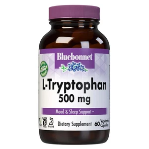 Bluebonnet L-Tryptophan 500 Mg 60 Vegetable Capsules, Mood & Sleep Support - Picture 1 of 3