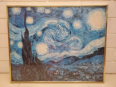 LARGE VAN GOGH STARRY NIGHT GOLD FRAMED PRINT IMPRESSIONISM IMPRESSIONIST MODERN - Image 1 of 4