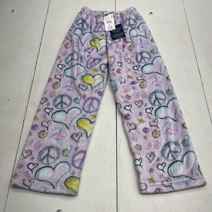 Heartbreaker Purple Peace Heart Fleece Pajama Pants Youth Girls Size 4/5 - Picture 1 of 7