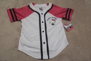 Sanrio Hello Kitty Girls Pink/White Graphic Baseball Jersey Size 5/6 - Picture 1 of 5