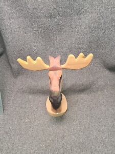 Peepers Eyeglass Holder Wooden Carved Moose Head 