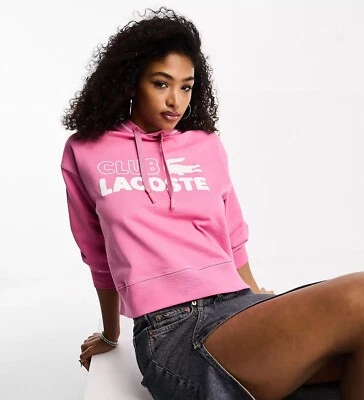 LACOSTE Logo Boxy Sudadera con Capucha en Rosa Medio Talla 38 Foto 1 de 4