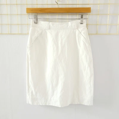 Proenza Schouler Womens Skirt 2 White Crisp Cotton Minimal Pencil-Read - Image 1 of 4