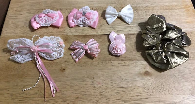 Vintage 1980s Lot of 7 Assorted Girls Fancy Dressy Hair Clips, Gold Scrungie  Foto 1 de 4