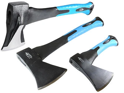 XT-LINE 3 x Profi Spaltaxt Spaltbeil Hand Axt Beil bis 1 KG Spalthammer Fiberglas Griff