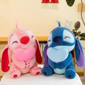 Angie Stitch Plush Doll Toy Cartoon Anime Pink Blue Cuddle Heart Stitch 30CM 1PC - Picture 1 of 16