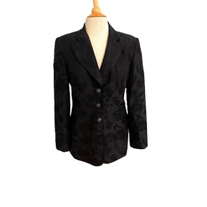Gruppo Americano Vintage Womens Blazer Jacket Size 8 Black Embossed Classic 80s - Picture 1 of 9
