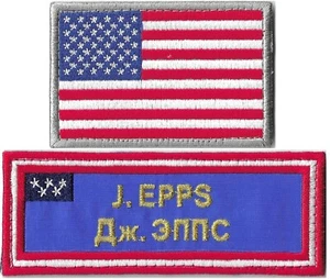 NASA ASTRONAUT J. EPPS NAMETAG FLAG SET PATCH SPACE X CREW 8 SOYUZ MS-09 :) - Picture 1 of 7