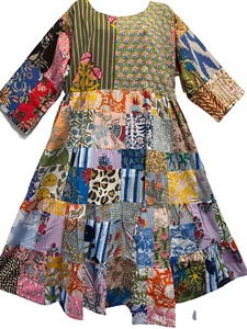 Neu mit Etikett FUNKY STUFF nichts passt Patch Baumwolle Maxi Hippie Boho KLEID 1X kostenloser Versand - Bild 1 von 6