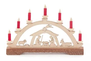 Mini-Schwibbogen Christi Geburt, rote Kerzen BxHxT 70x45x10mm NEU Lichterbogen - Picture 1 of 1