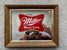 Vintage Miller High Life Beer Glass Pub Mirror 1980’s ~mancave~ Advertise Sign