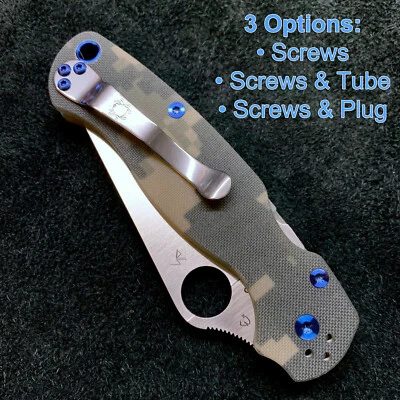 BLADESWELOVE (NO KNIFE) Titanium Screw or Tube/Plug sets for Spyderco Paramilitary 2 c81gp2