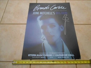 RARE HAND SIGNED BRANDI CARLILE PERFORMS JONI MITCHELL BLUE CARNEGIE HALL POSTER - Picture 1 of 8