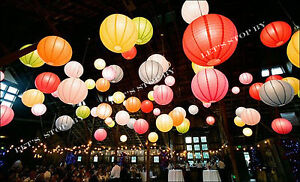 6X 12" Color Chinese paper lanterns+ LED Light Wedding Party Floral decoration 