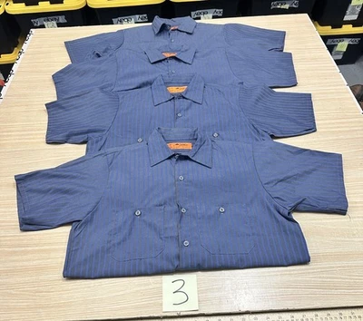 4 Red Kap SP24 Mens Industrial Striped Work Shirt Short Sleeve Sz Medium SS - Image 1 of 4