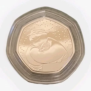 2020 SNOWMAN JAMES HUGGING 50p BUNC COIN IN PROTECTIVE CAPSULE COLLECTABLE MINT  - Picture 1 of 4