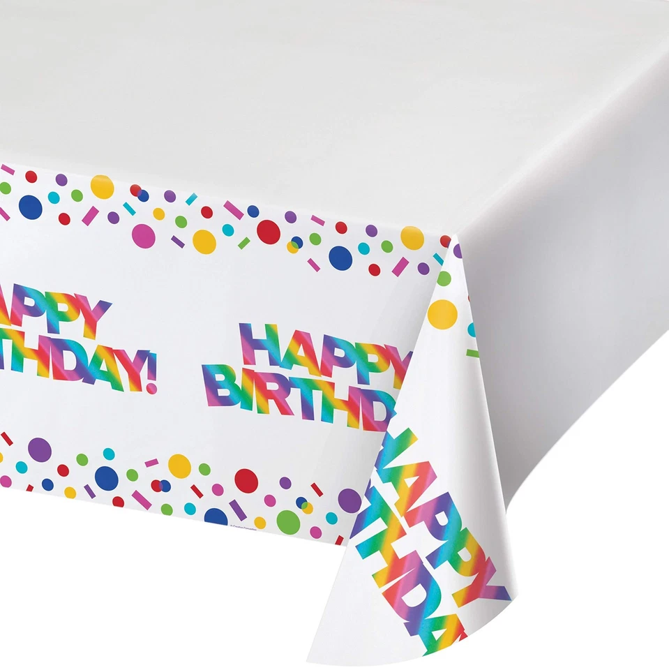 Creative Party PC335537 Foil Rainbow Birthday Plastic Table Cover-1 Pc Rainbow F - Image 1 of 1