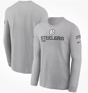 NIKE PITTSBURGH STEELERS GREY SALUTE TO SERVICE LONG SLEEVE T SHIRT - SIZE SMALL - Picture 1 of 6