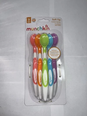 Cucharas infantiles de punta suave Munchkin - multicolor (paquete de 6) para 3 meses+ NUEVAS Foto 1 de 2