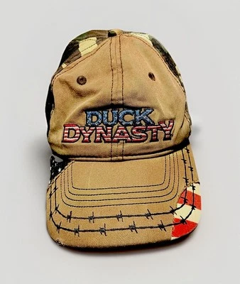 Duck Dynasty Baseball Cap Flag Camo Hat Barbed Wire Stars & Stripes Distressed - Image 1 of 4