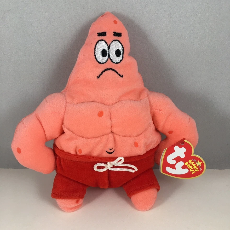 Ty Beanie Baby Babies Patrick Muscle Man Star Spongebob Nickelodeon Plush 2006