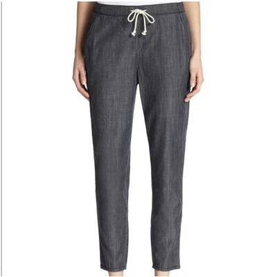 Pantalones EILEEN FISHER Tencel Algodón Cambray Denim Look Cordón Gris -Talla M Foto 1 de 4