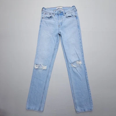Abercrombie & Fitch Mid Rise 90s Straight Jeans Womens 00 / 24 Long Distressed - Image 1 of 4